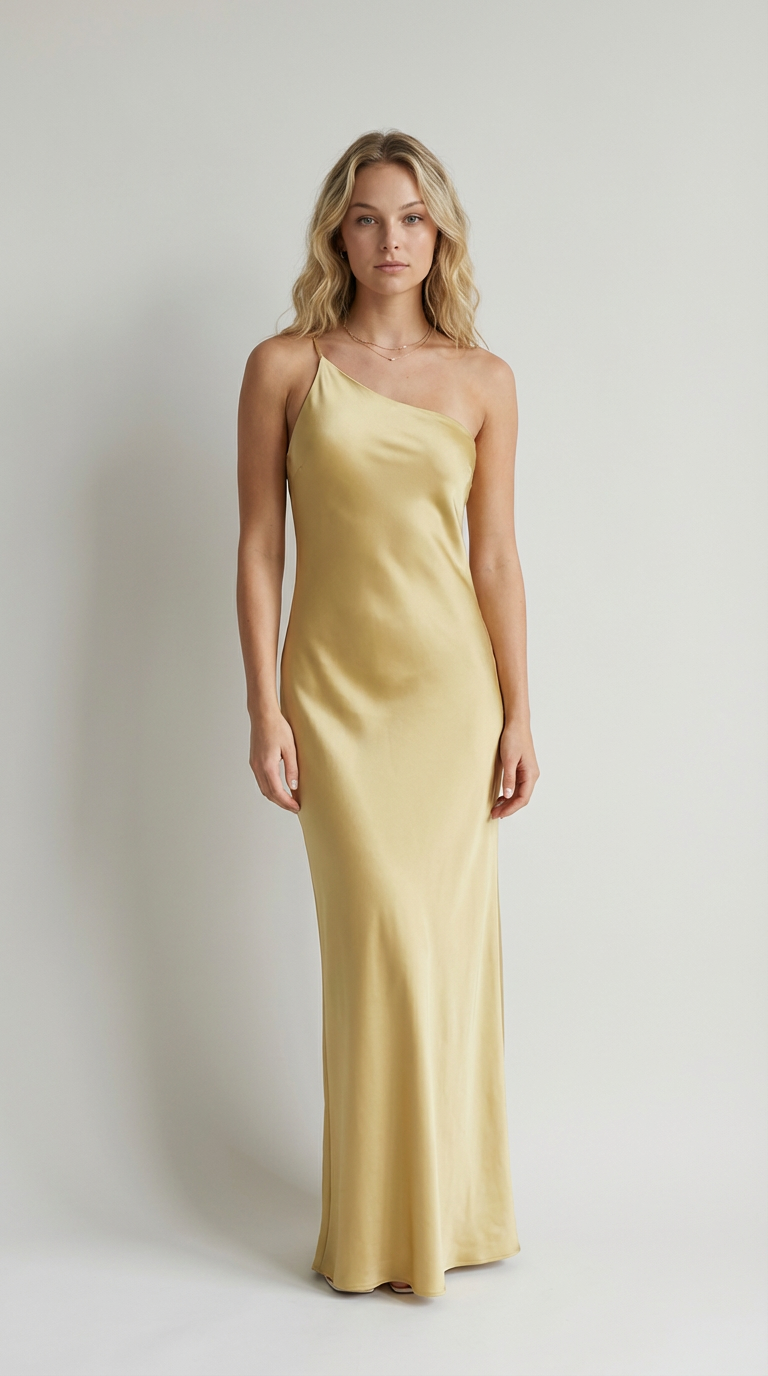 Golden Hour One-Shoulder Satin Maxi
