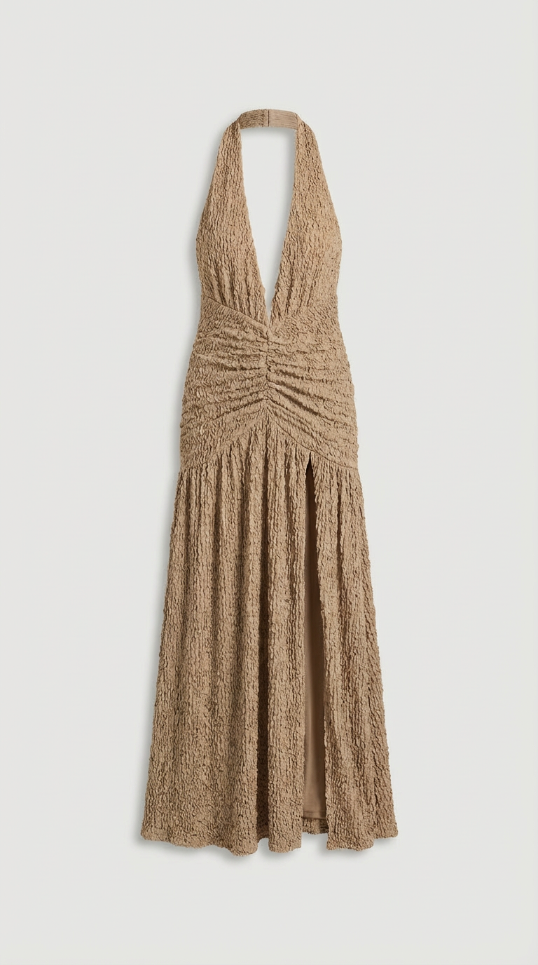 Sienna Textured Halter Maxi Dress