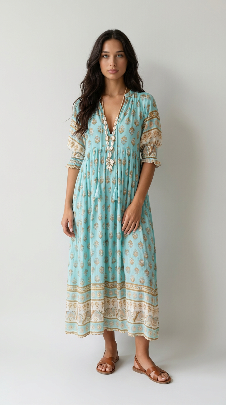 Marbella Boho Tassel Midi Dress