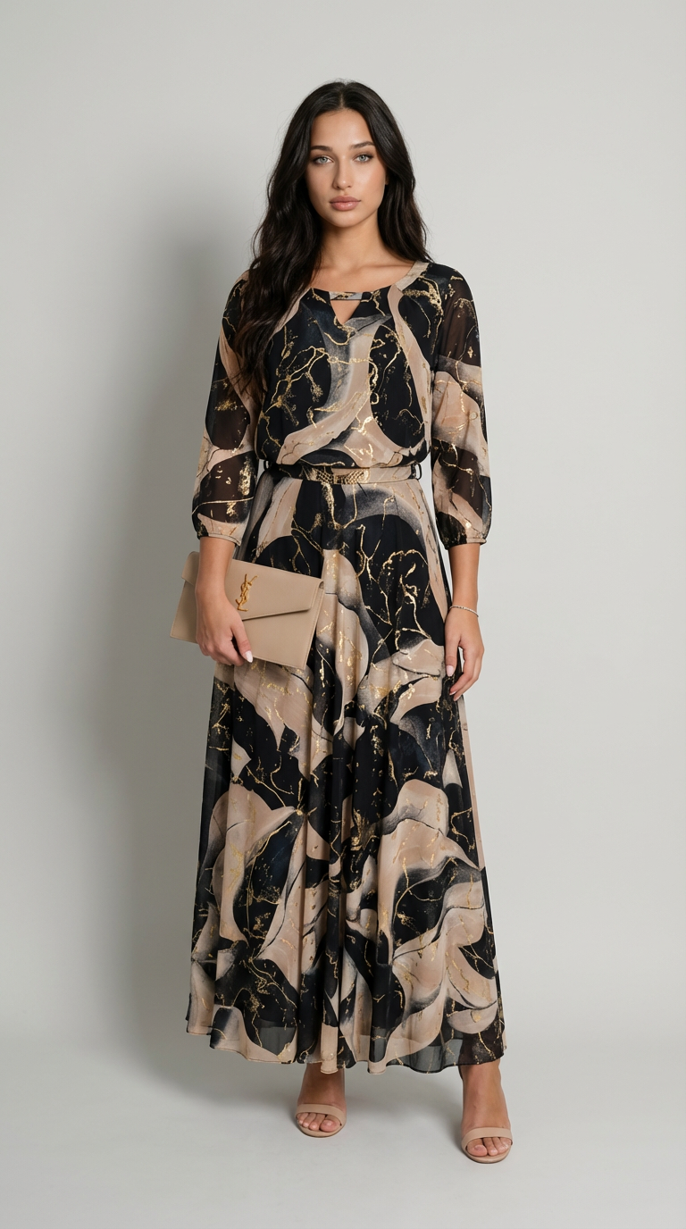 Midnight Marble Maxi Dress