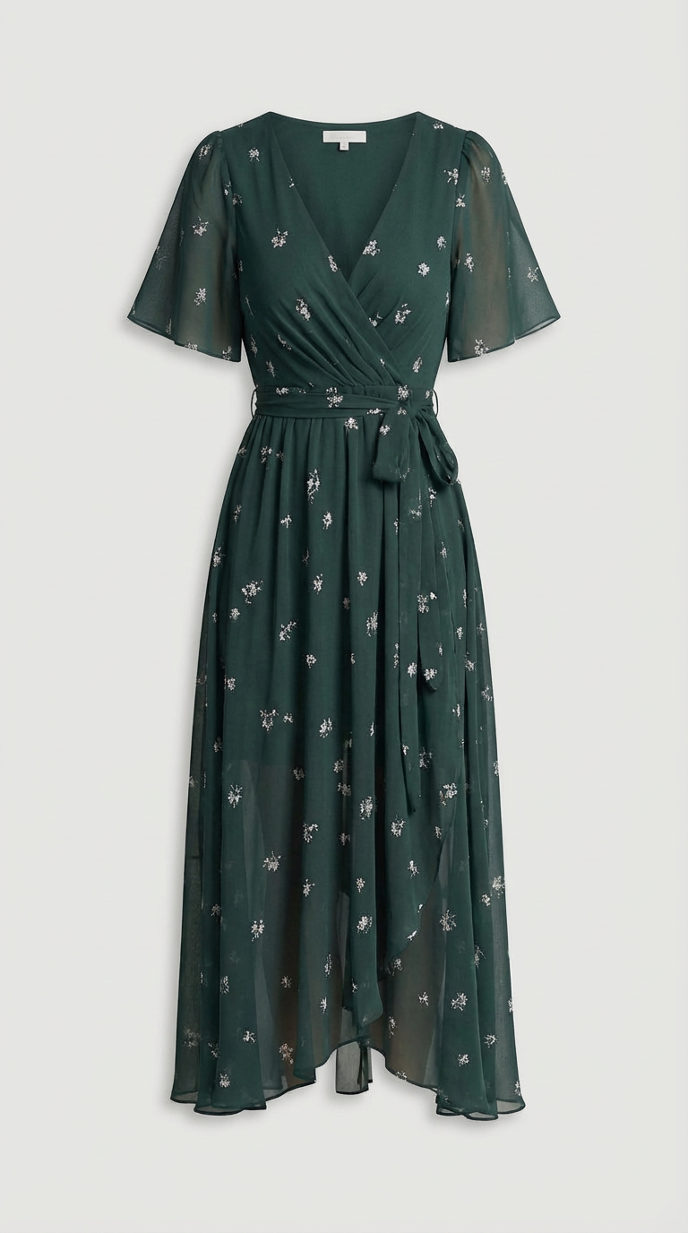 Isabella Floral Wrap Midi Dress