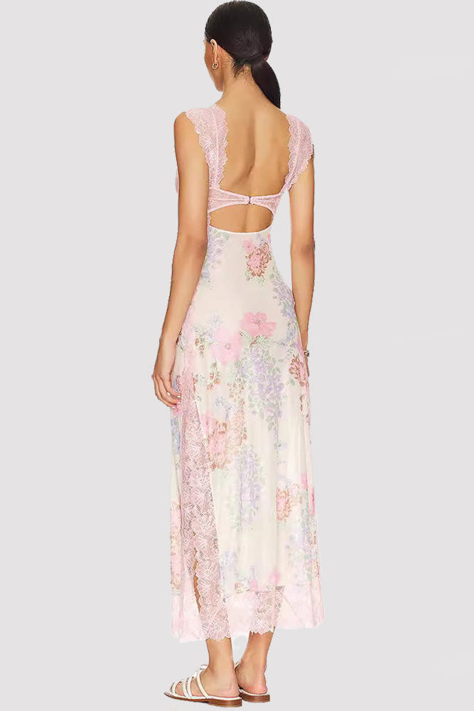 Flora Sheer Floral Midi Dress