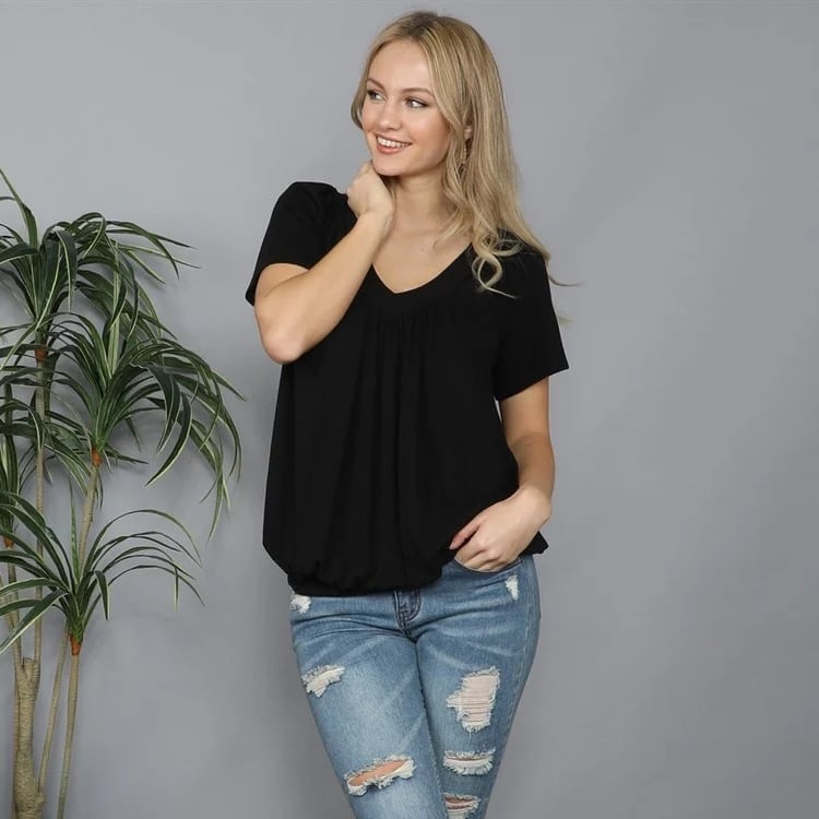 Sofia Pleated V-Neck Top