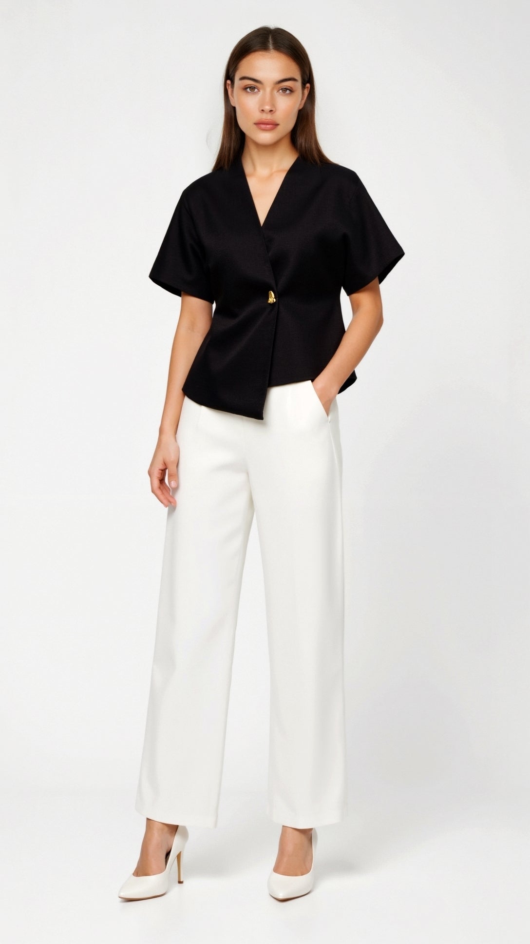 Amy Structured V-Neck Blouse 5