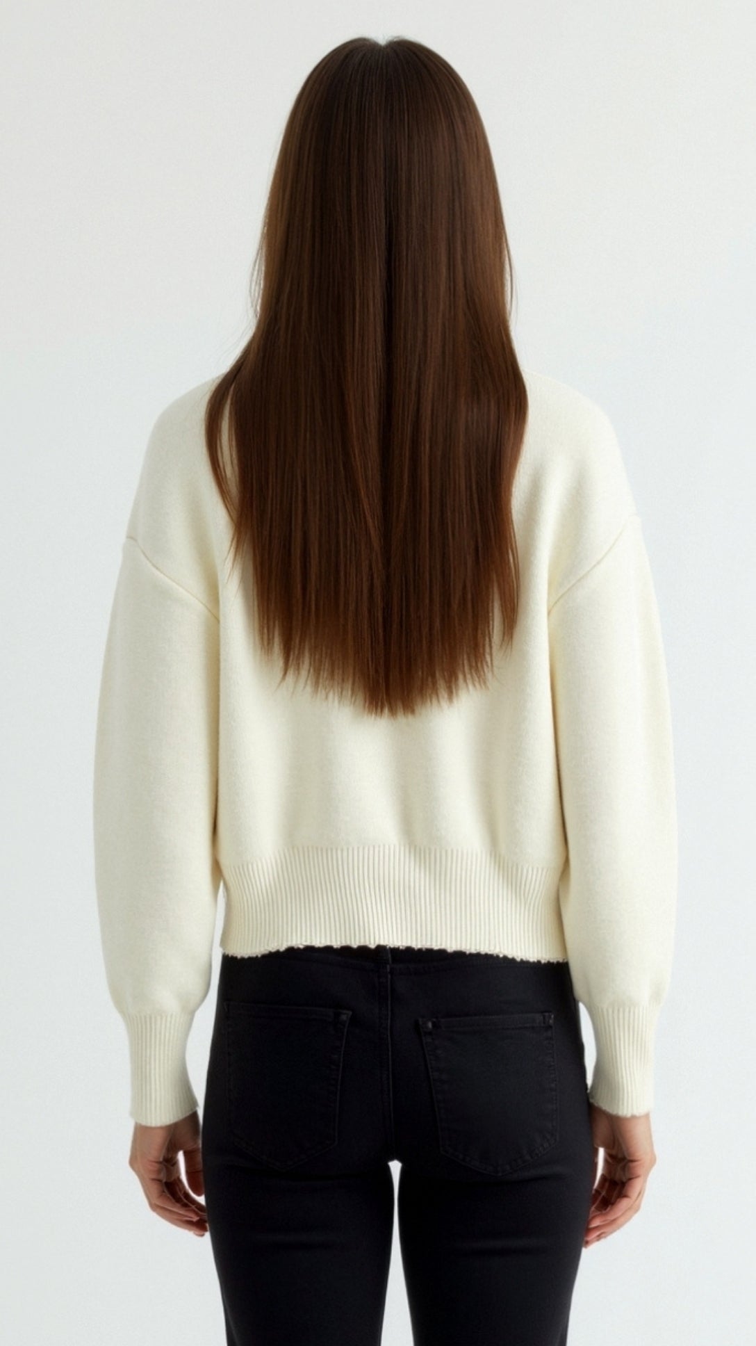 Caroline Elegant Pearl Trim White Cardigan 4