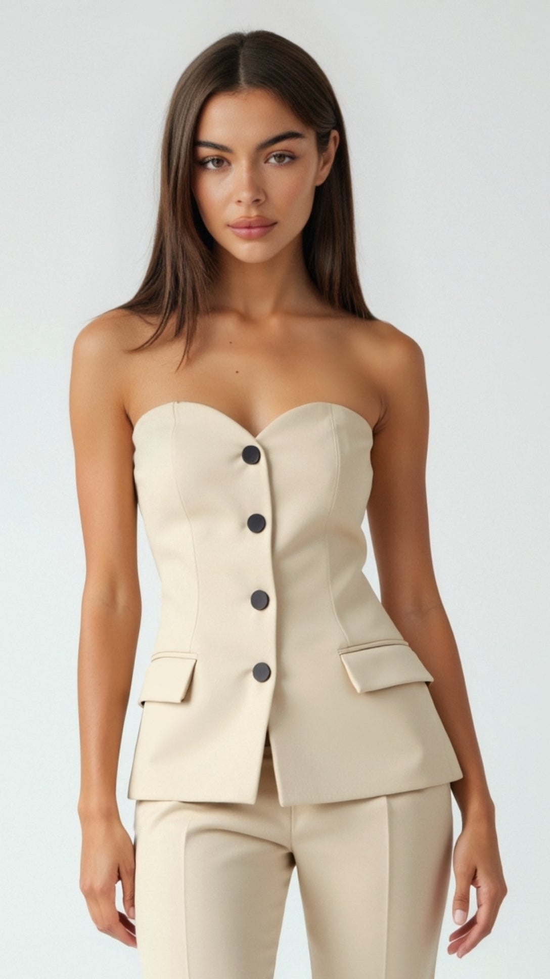 Fiona Structured Strapless Blazer Top 1