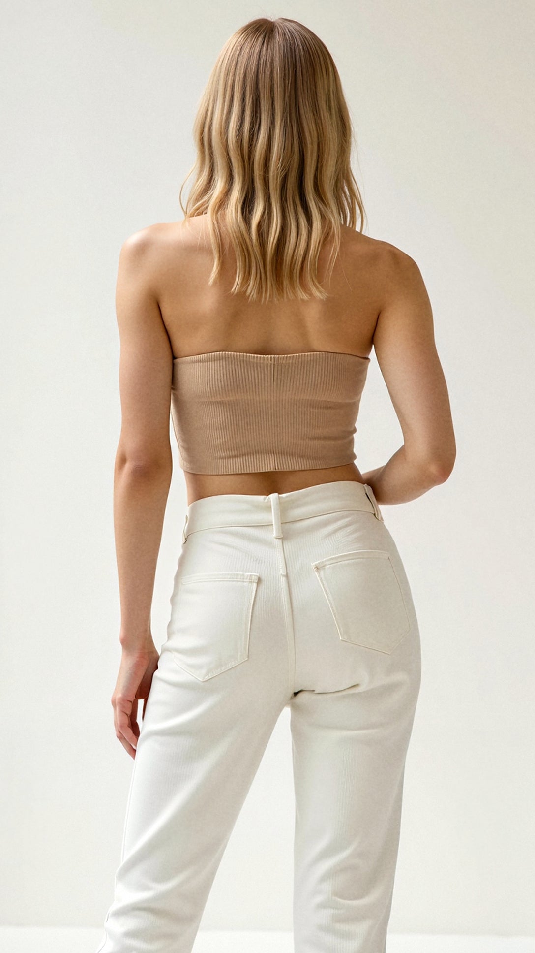 Hermione Textured Ribbed Strapless Crop Top 4