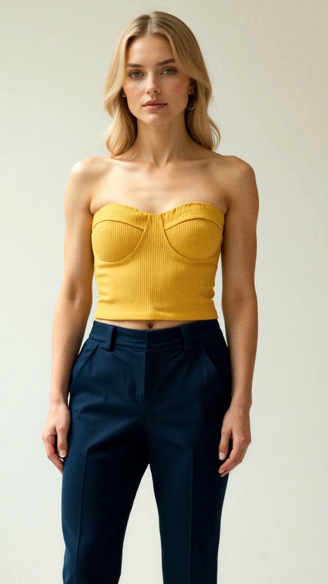 Hermione Textured Ribbed Strapless Crop Top 9