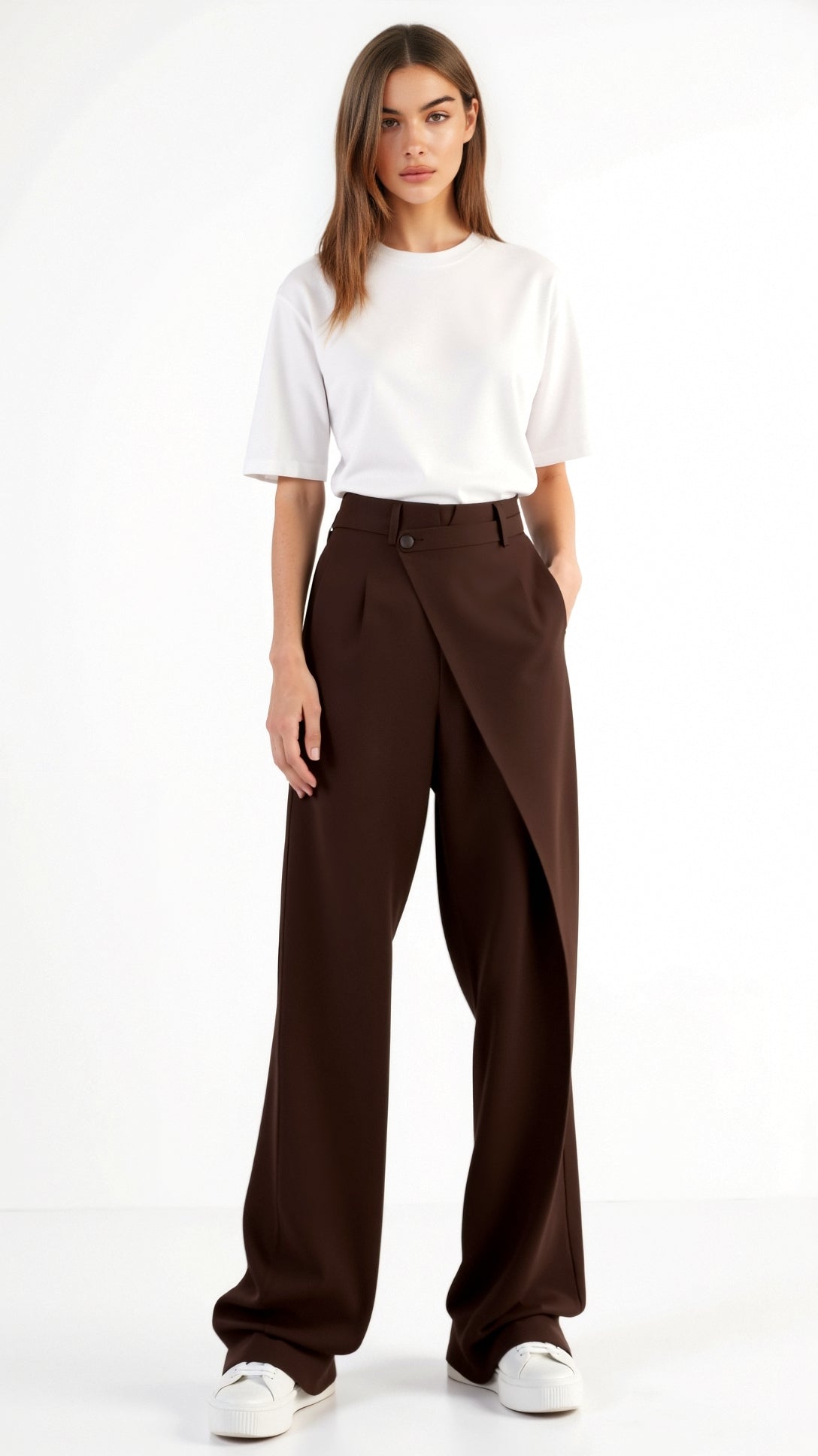 Jean Asymmetrical Wide-Leg Trousers Women 5
