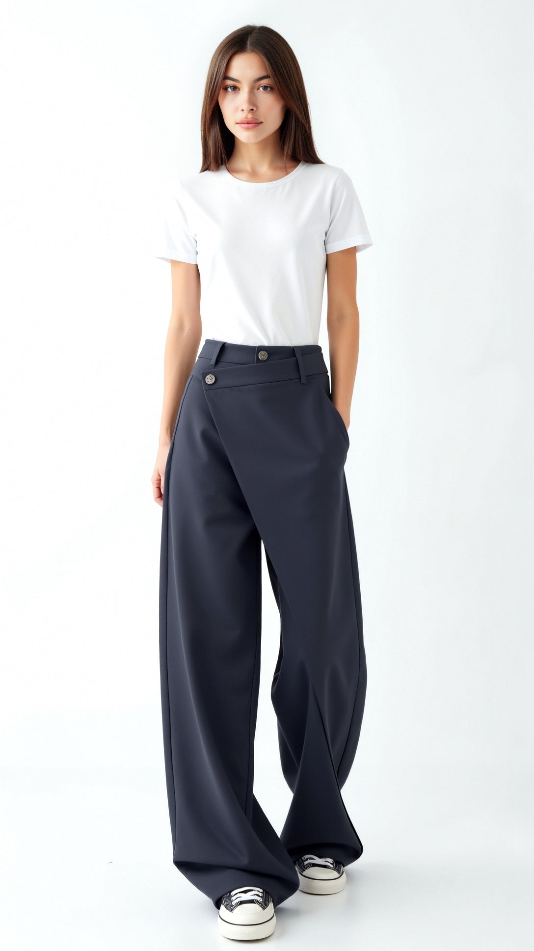 Jean Asymmetrical Wide-Leg Trousers Women 9