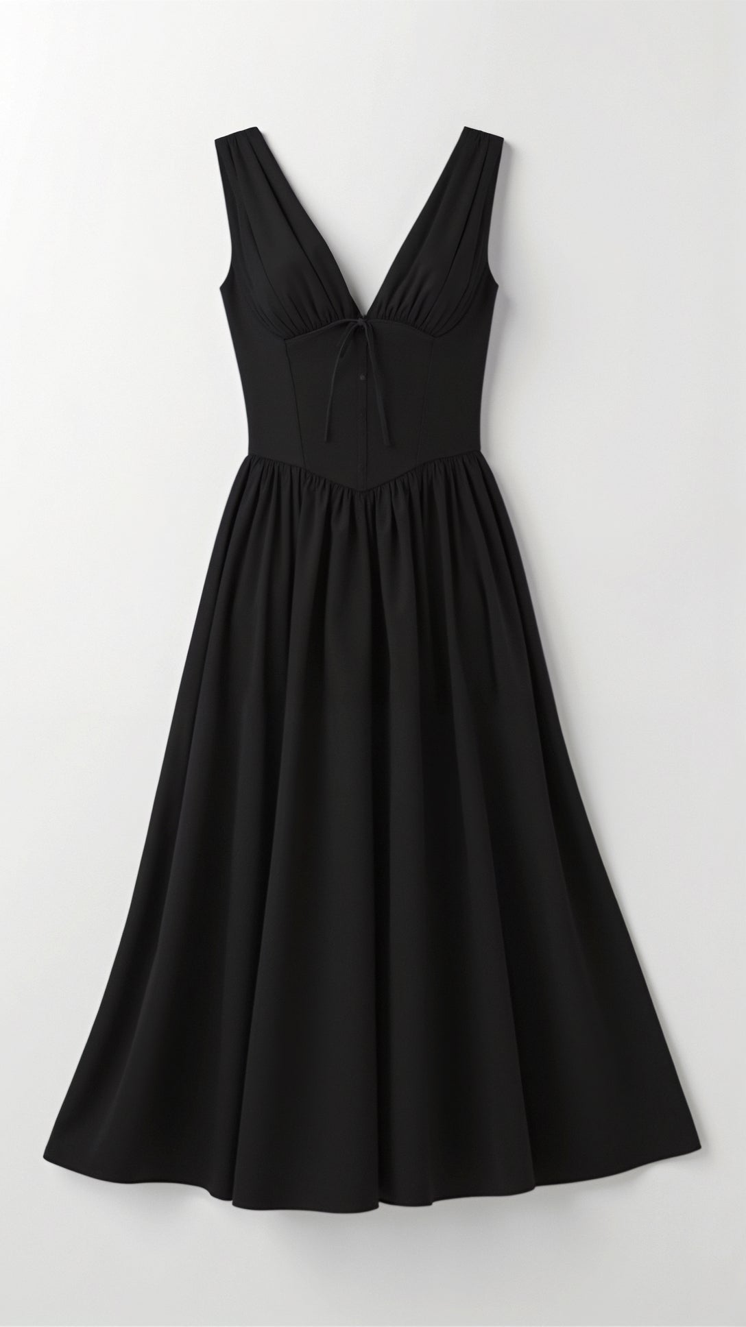 Lila Elegant Midi Plunge Dress - Women's Formal Dress with Plunging V-Neck and Gathered Skirt 5