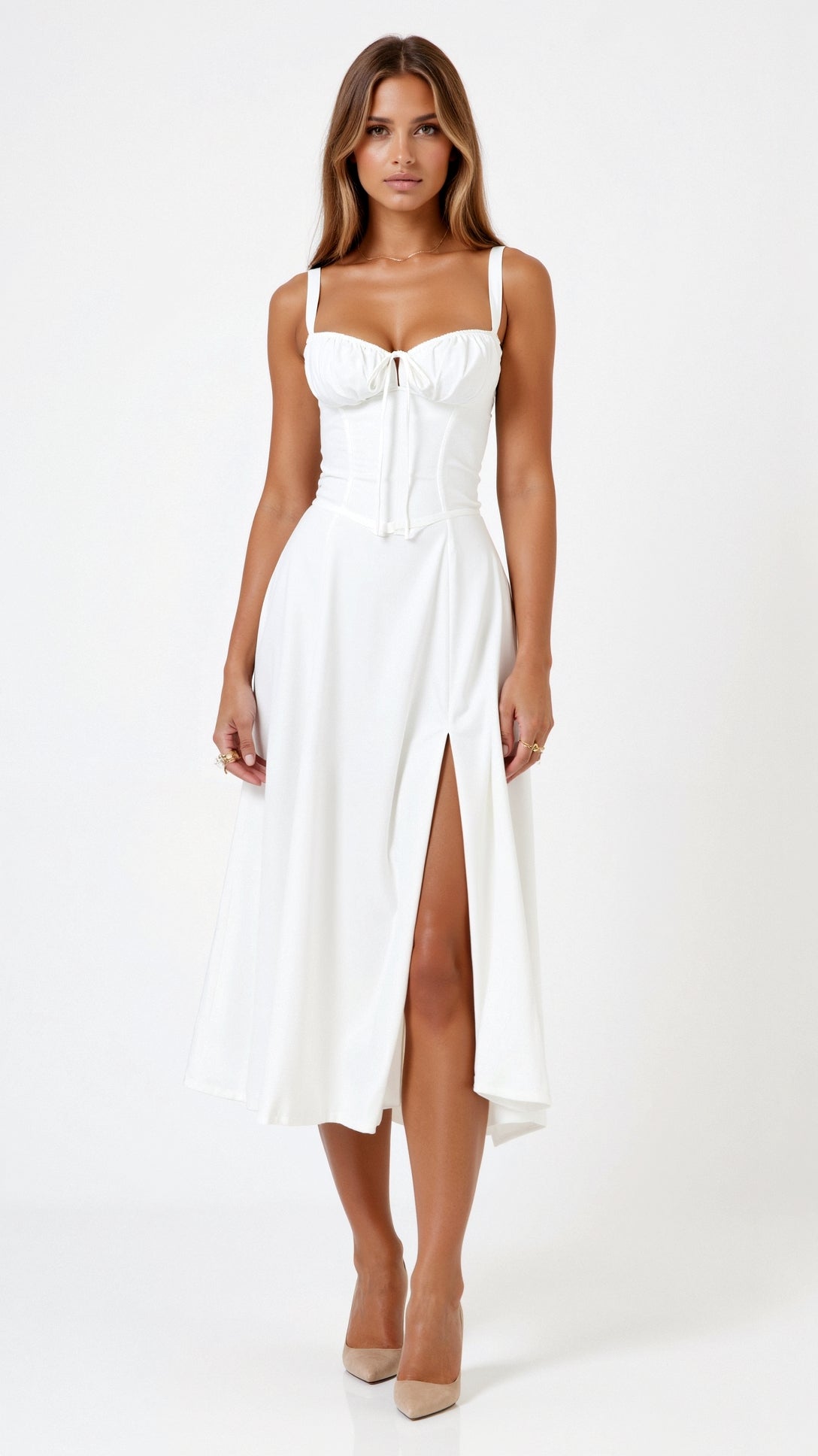 Lila Elegant Sweetheart Midi Dress for Wedding Guests and Summer Events 0