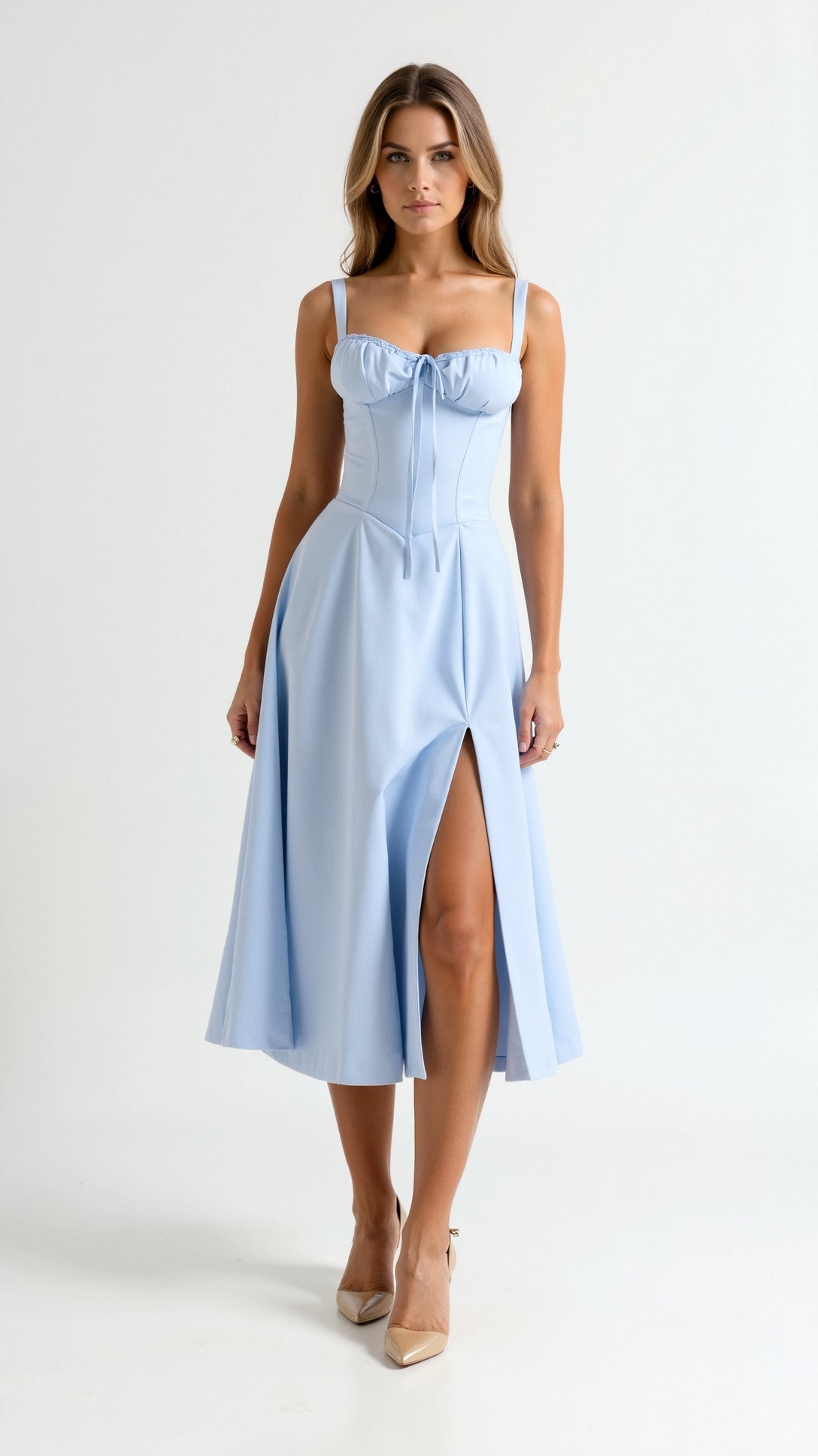 Lila Elegant Sweetheart Midi Dress for Wedding Guests and Summer Events 3