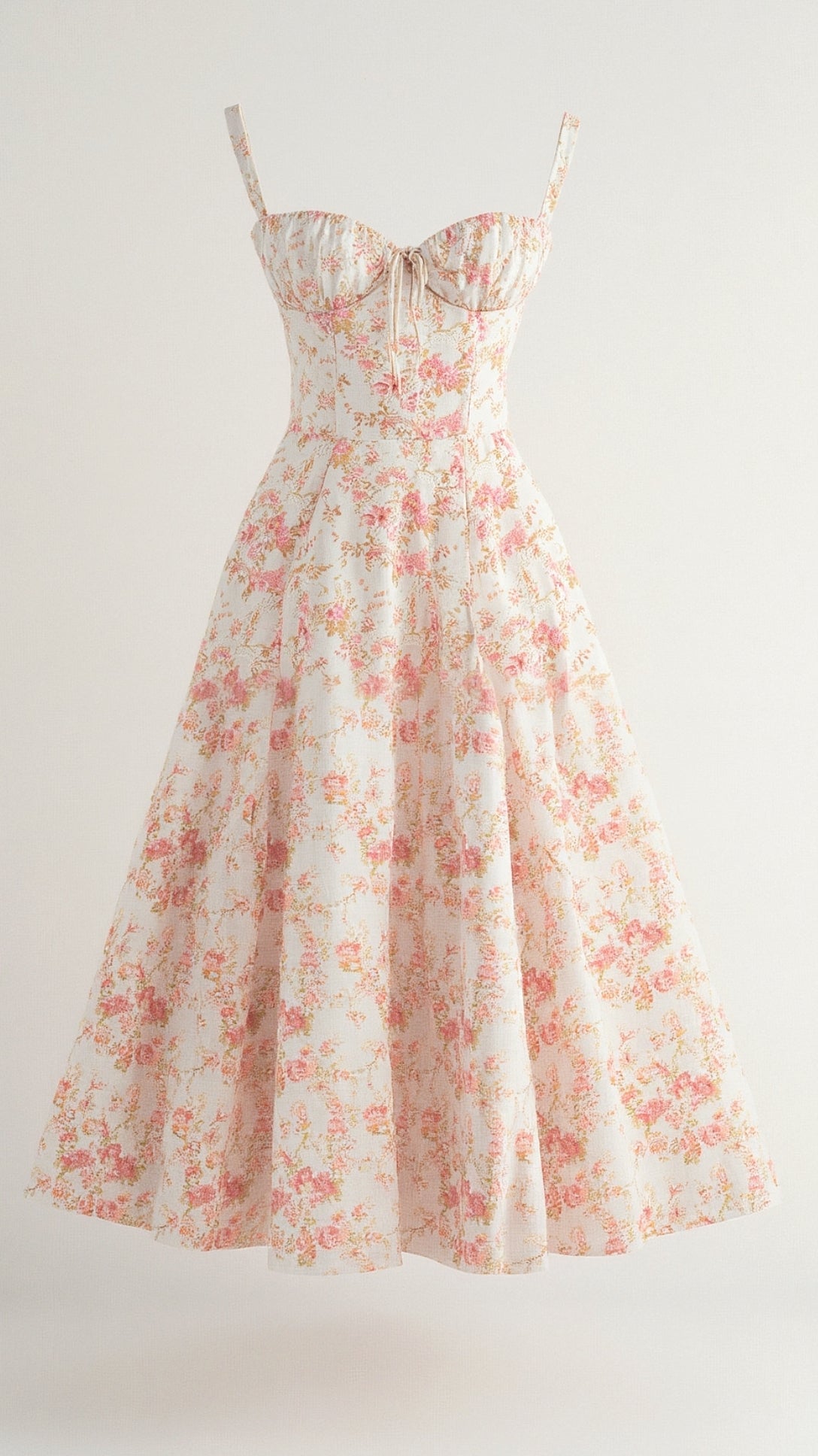 Lila Floral Midi Dress - Sweetheart Neckline Summer Dress for Wedding Guests 5