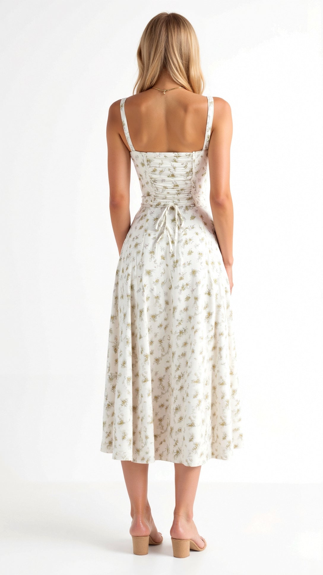 Lila Floral Midi Dress - Sweetheart Neckline Summer Dress for Wedding Guests 7