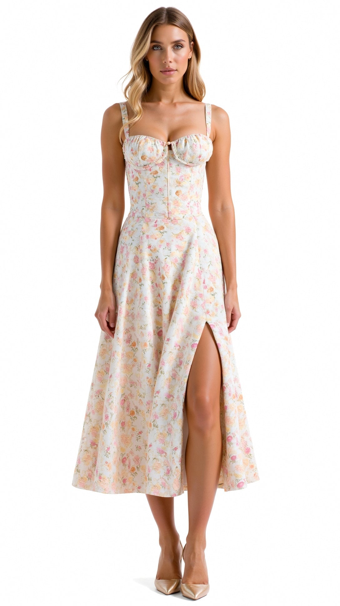 Lila Floral Midi Sundress - Elegant Womens Dress for Summer Celebrations 10