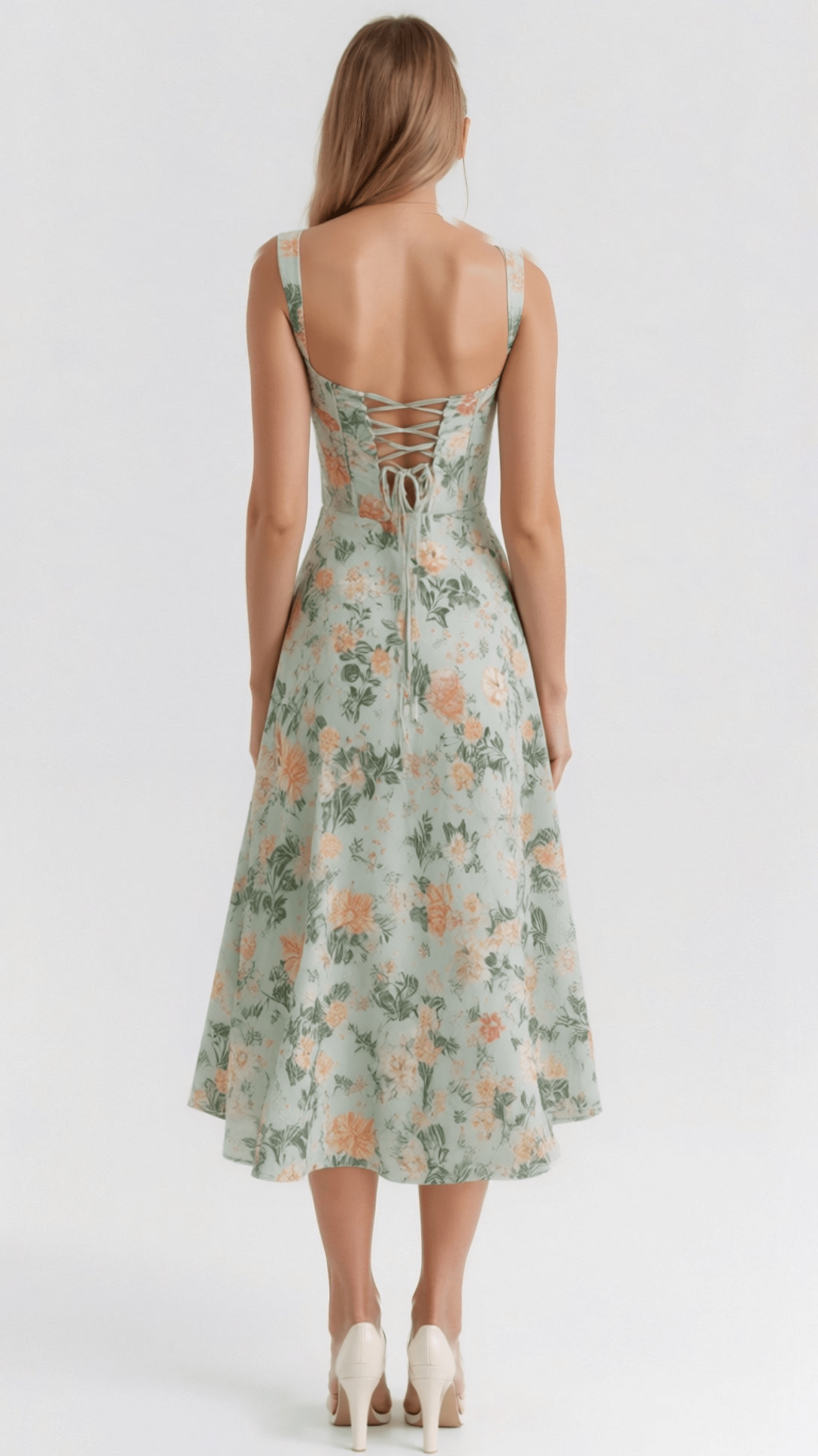 Lila Romantic Floral Print Midi Sundress for Women 1