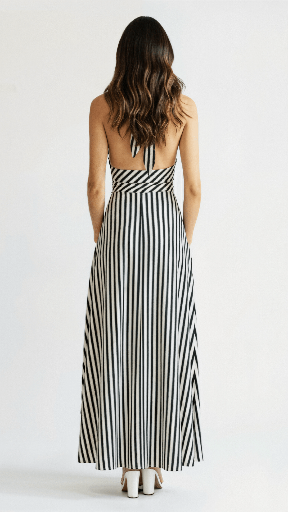 Lila Striped Plunge Maxi Dress for Women 1