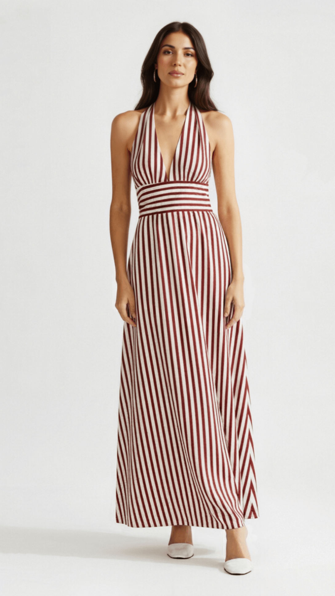 Lila Striped Plunge Maxi Dress for Women 3