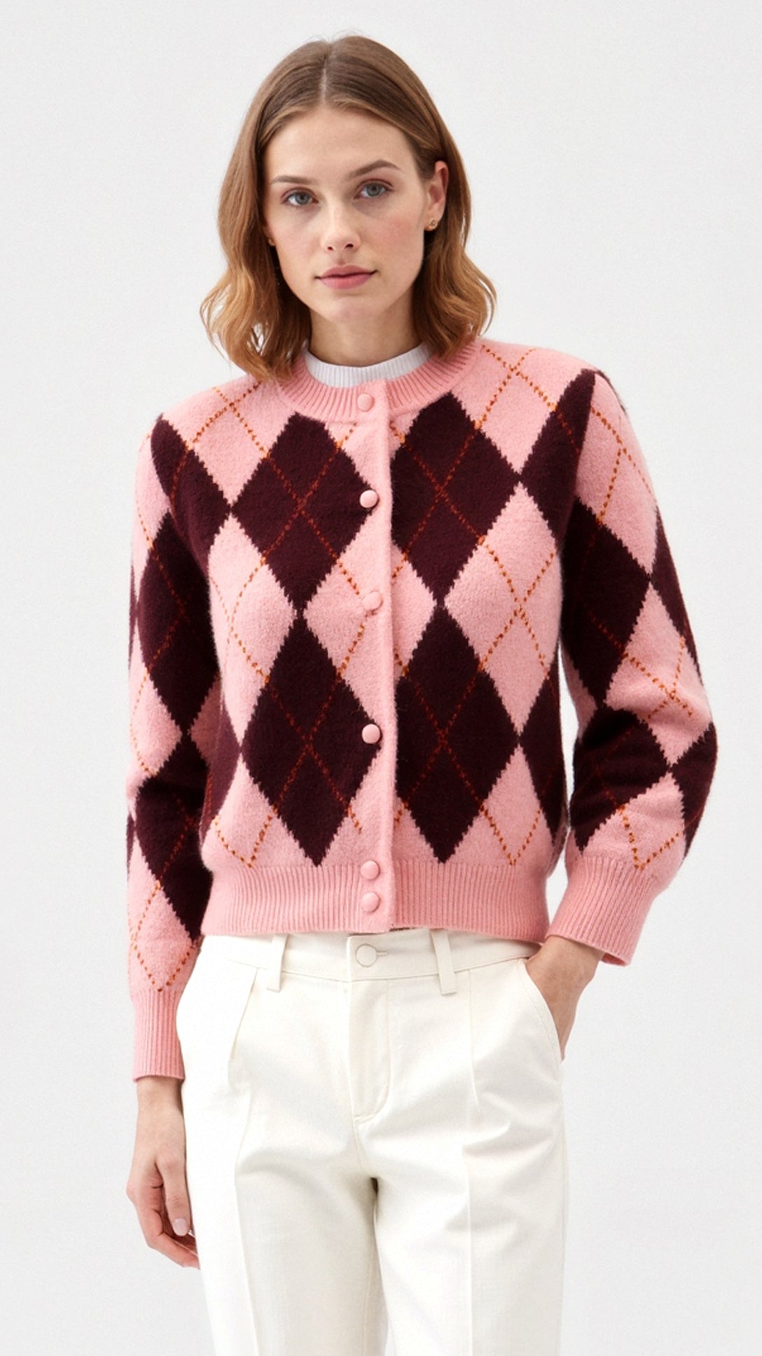 Melody Playful Argyle Cardigan 0