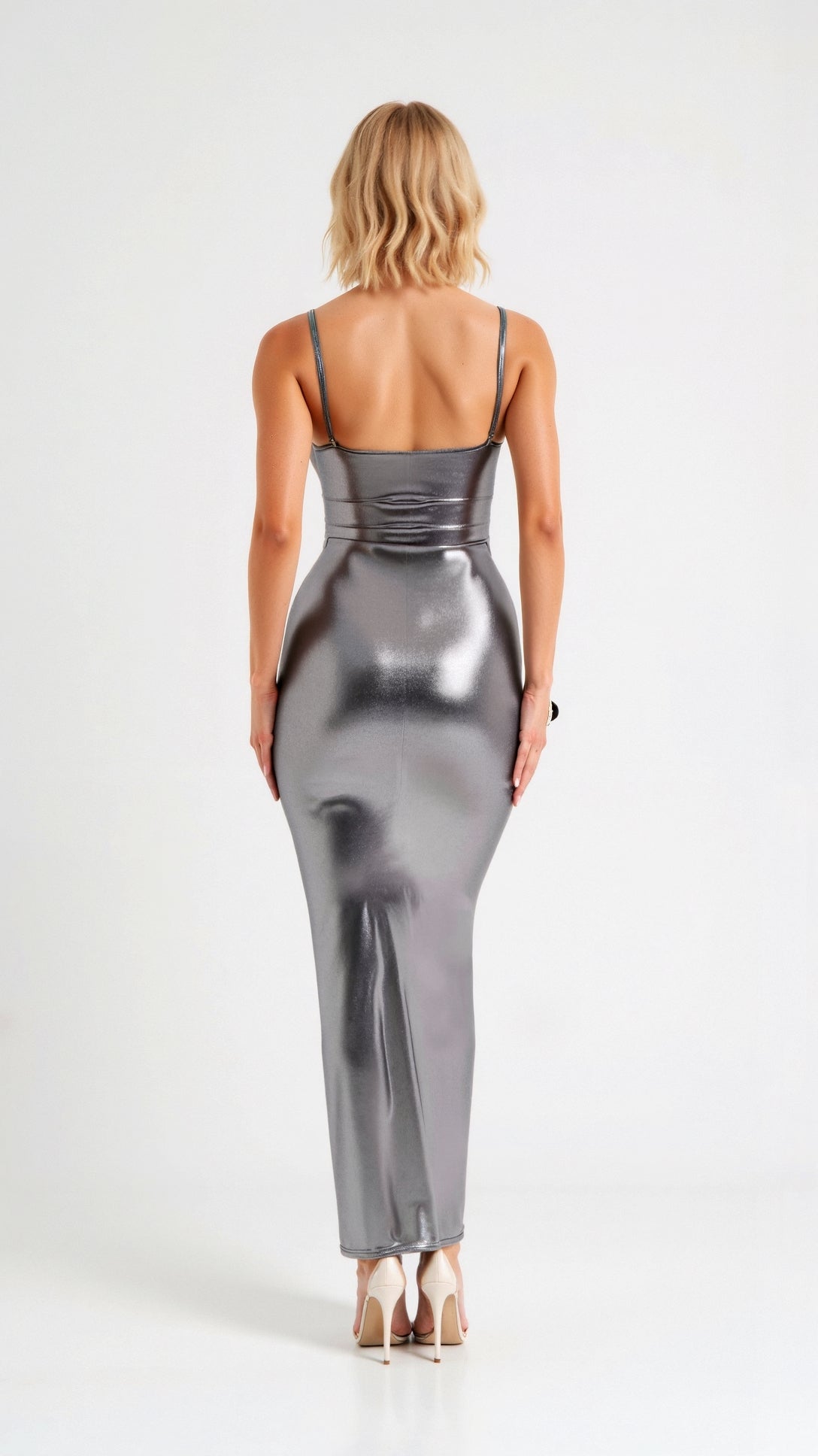 Mia Metallic Bodycon Maxi Dress for Women - Elegant Long Dress for Formal Events 3