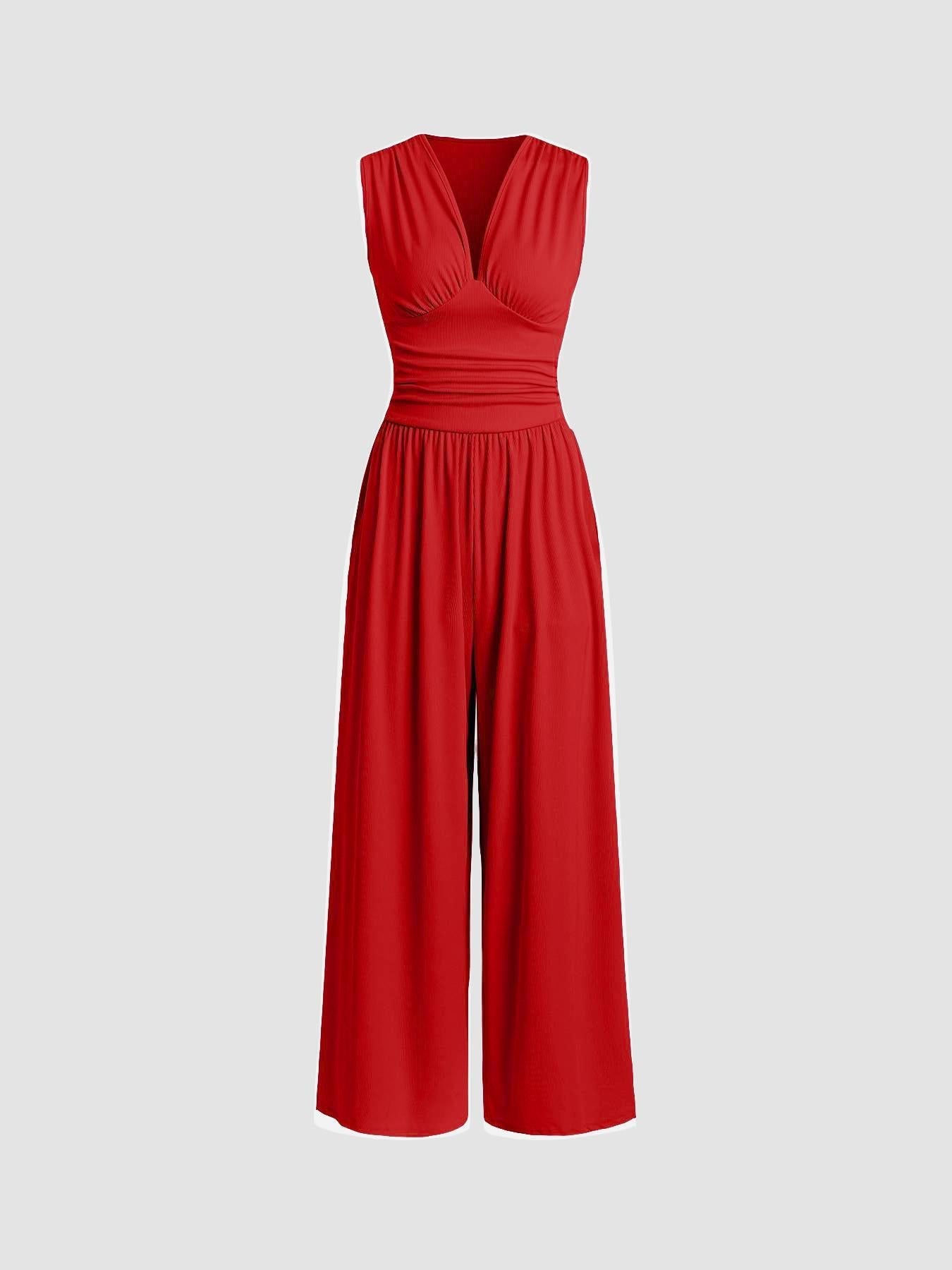 Valentina Plunge Wide-Leg Jumpsuit