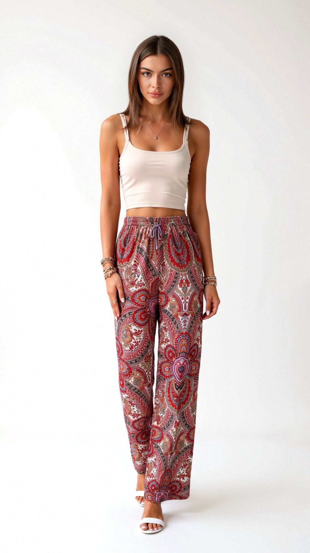 Pam Vibrant Paisley Wide-Leg Trousers 11