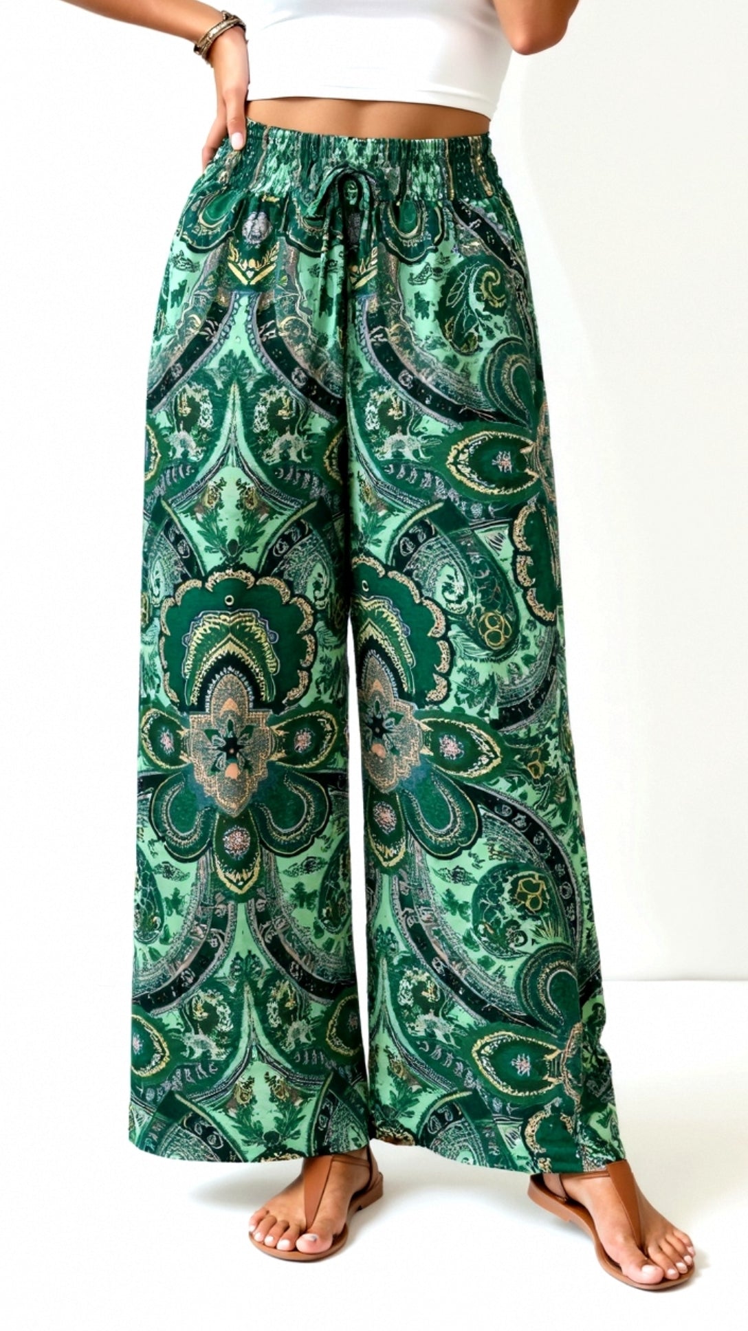 Pam Vibrant Paisley Wide-Leg Trousers 6