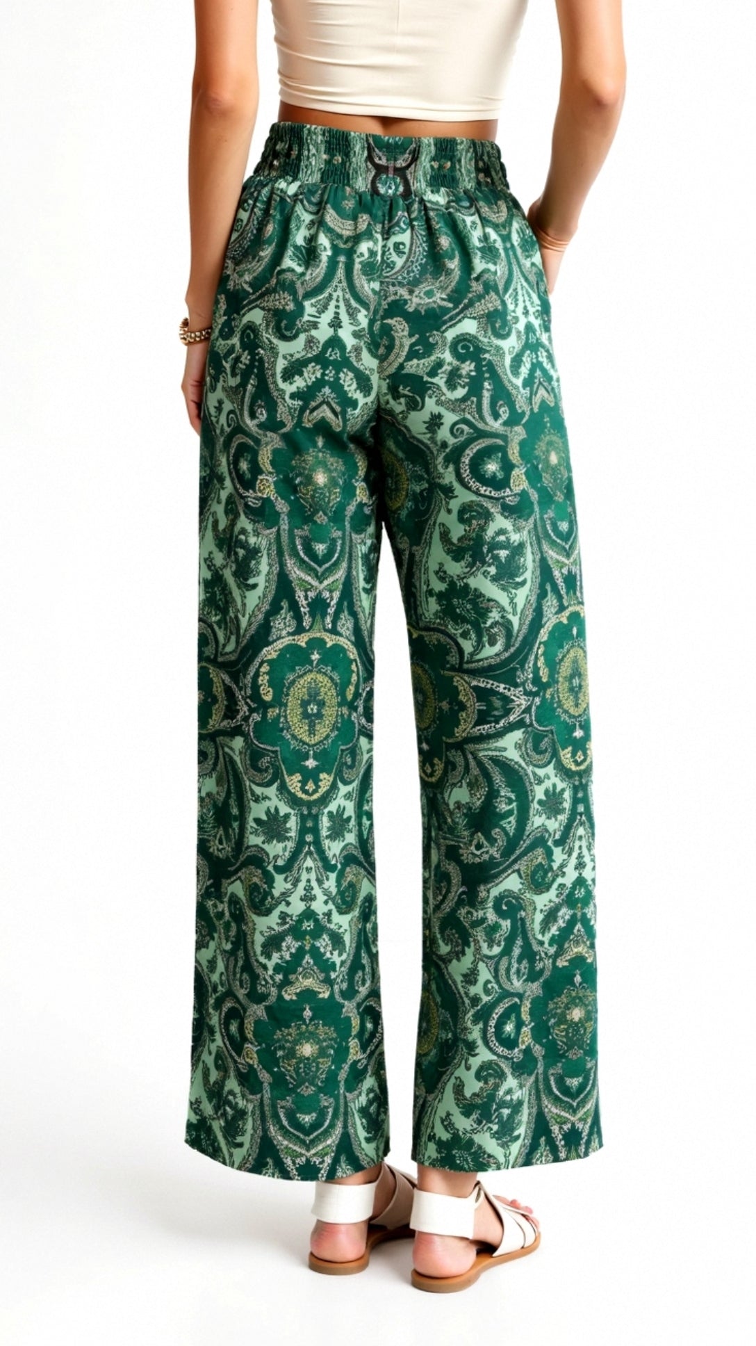 Pam Vibrant Paisley Wide-Leg Trousers 8