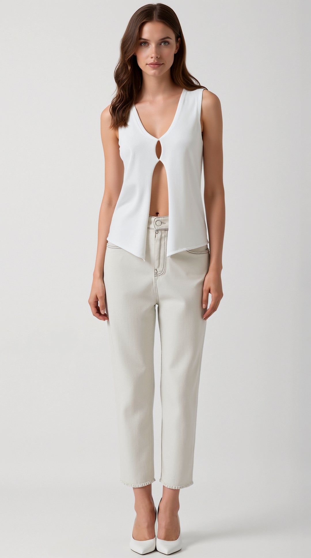 Sharon Dramatic V-Neck Vest Top 0