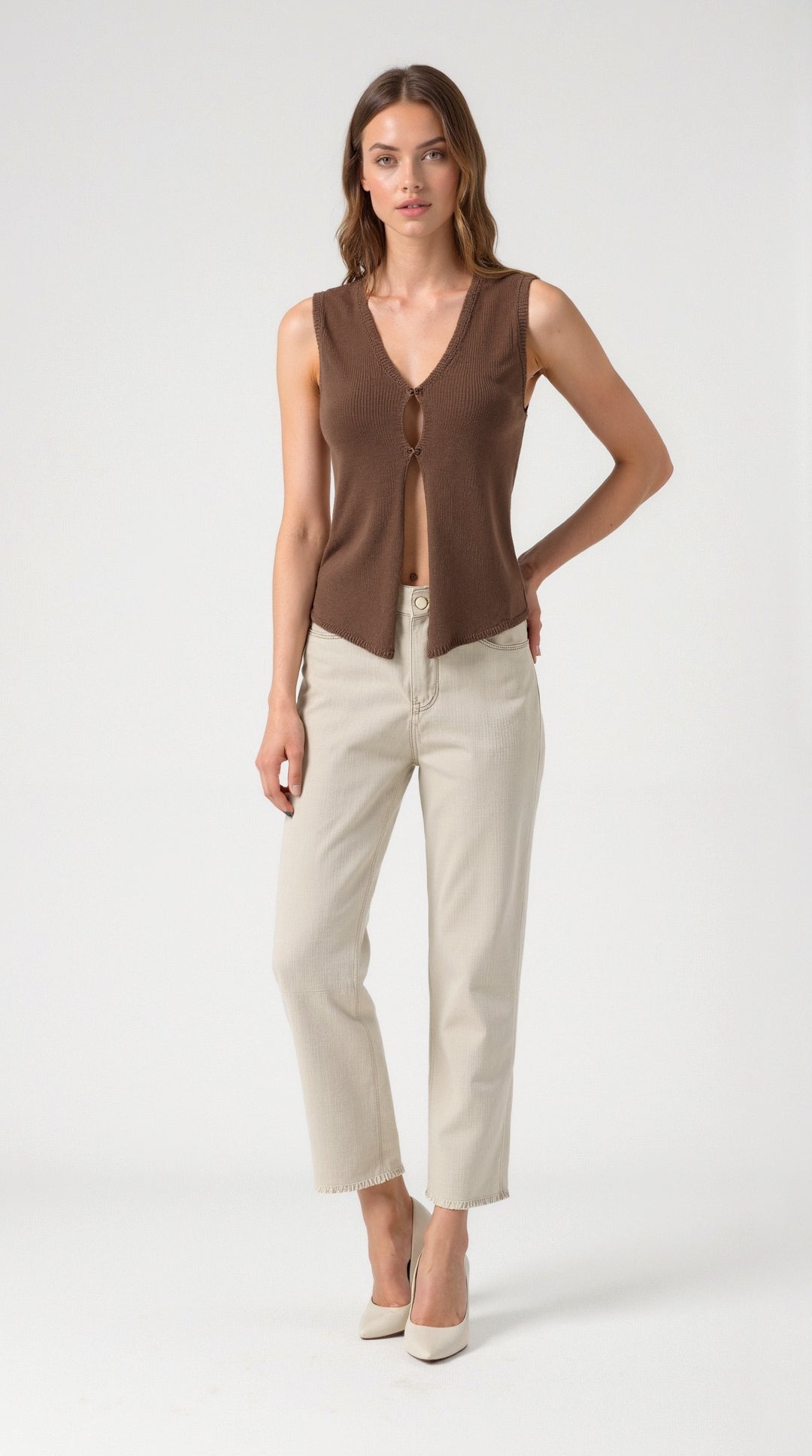 Sharon Dramatic V-Neck Vest Top 9