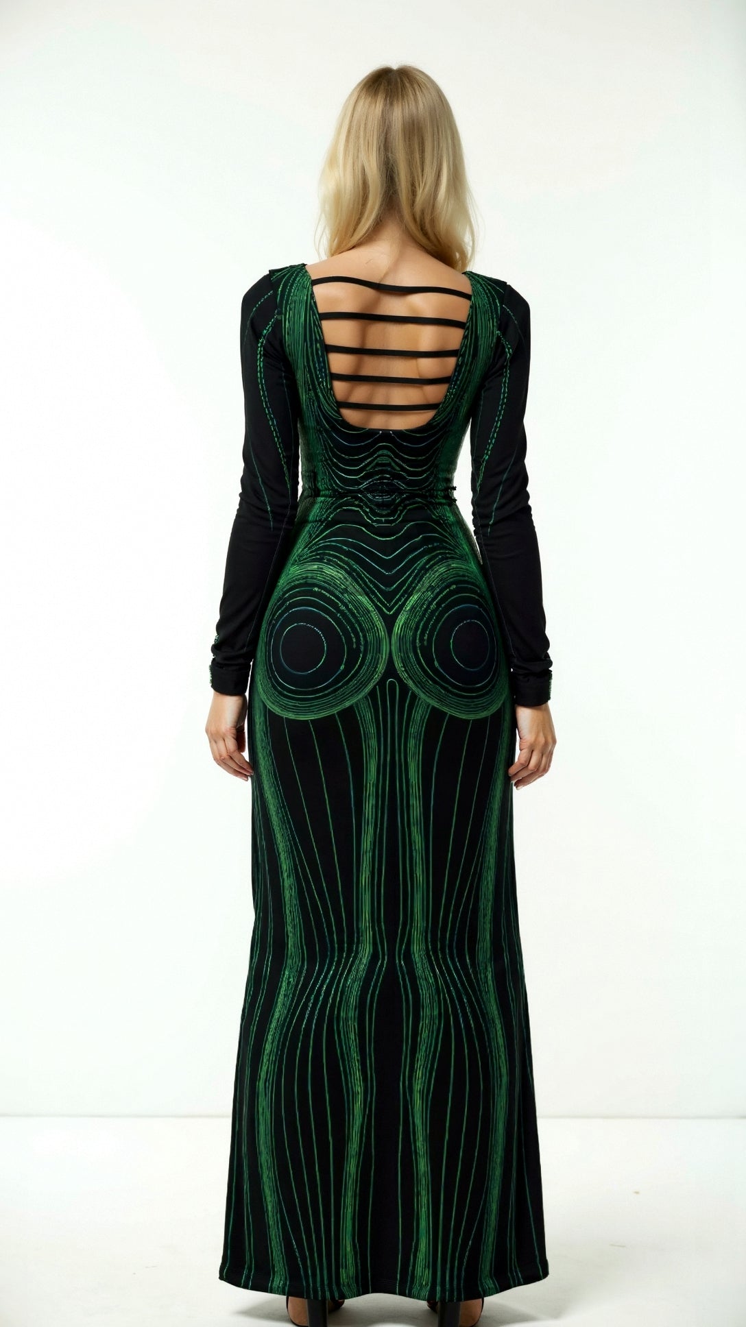 Sophia Elegant Long Sleeve Maxi Dress with Contour Design 1