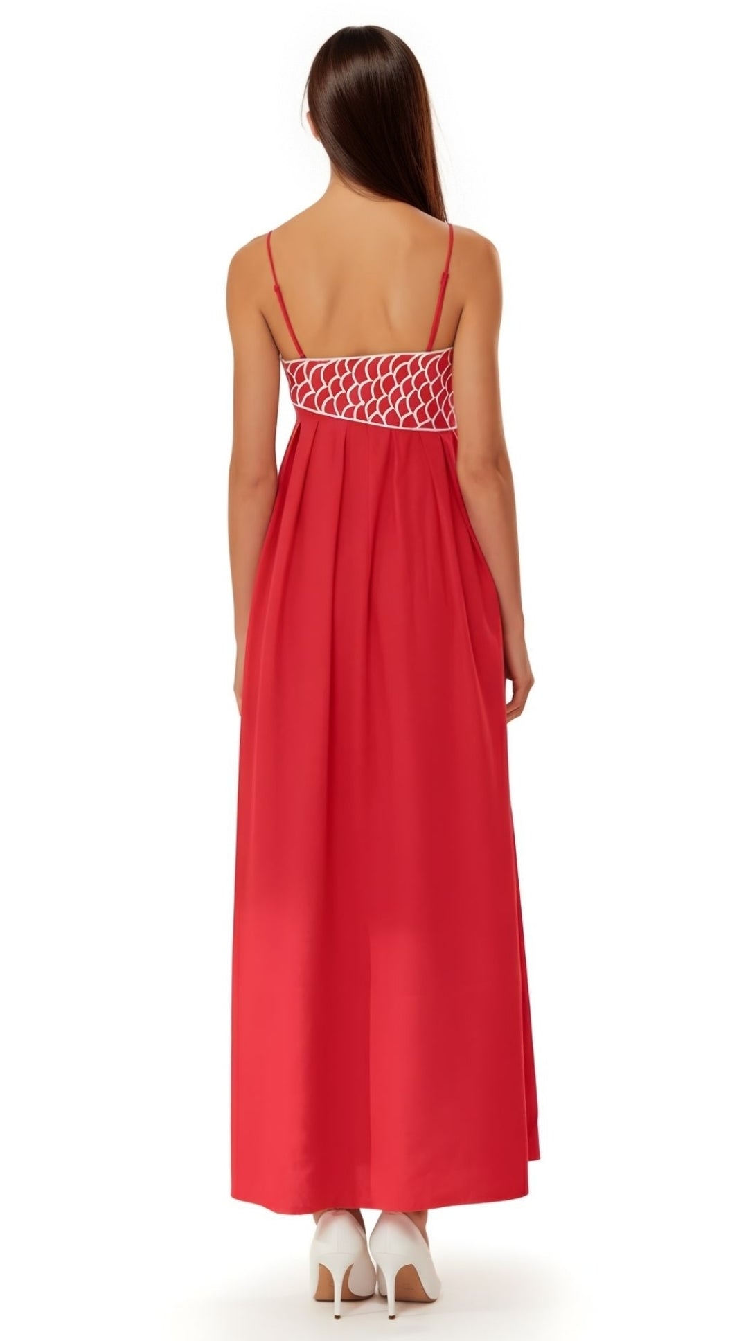 Sophia Embroidered Maxi Dress for Women, Elegant Long Dress with Spaghetti Straps 1