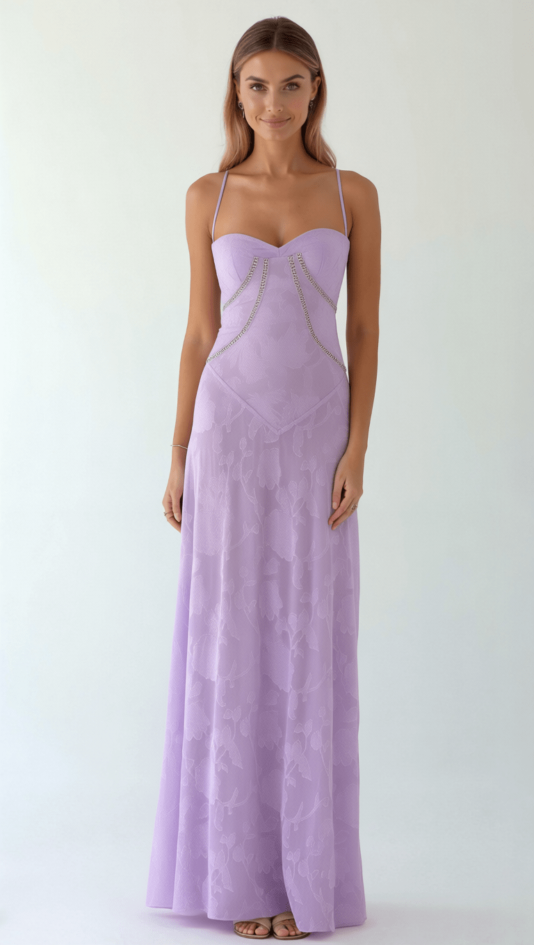 Sophia Floral Jacquard Maxi Dress for Women, Elegant Long Dress with Sweetheart Neckline 6