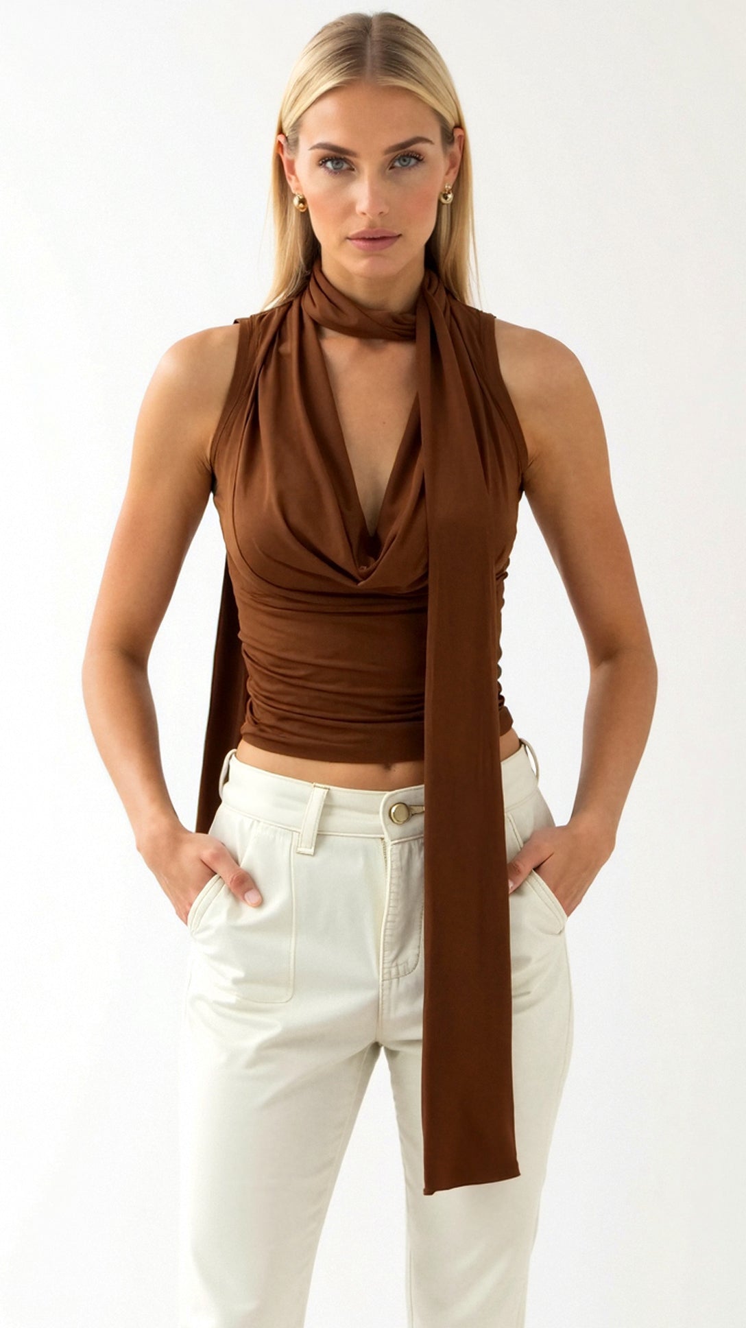 Thalia Elegant Cowl Neck Top 0