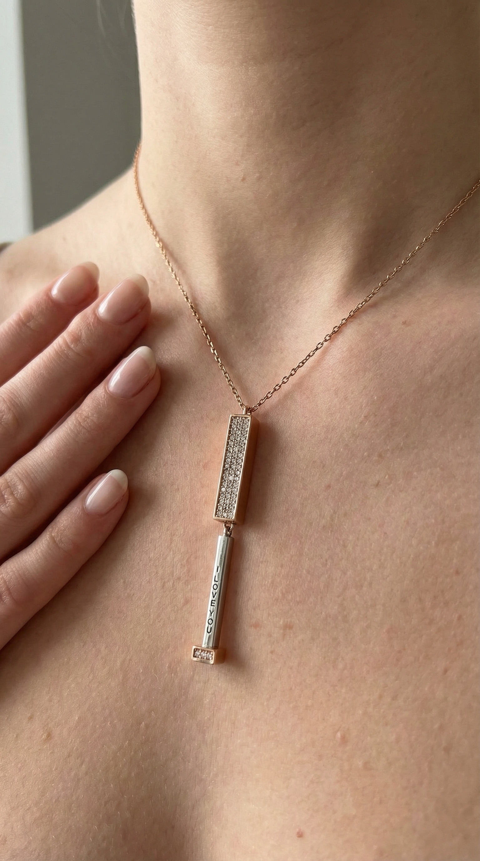Amora Secret Message Crystal Pendant Necklace