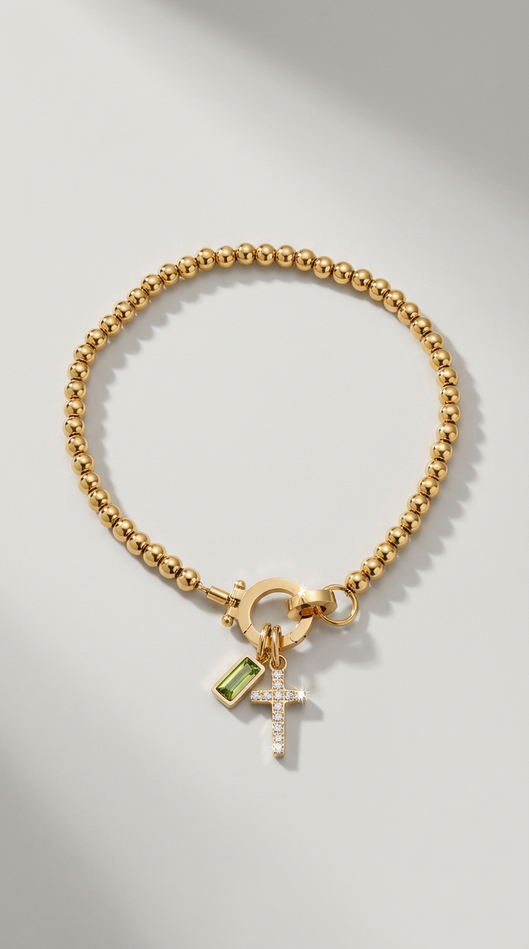 Faith Birthstone Charm Beaded Bracelet