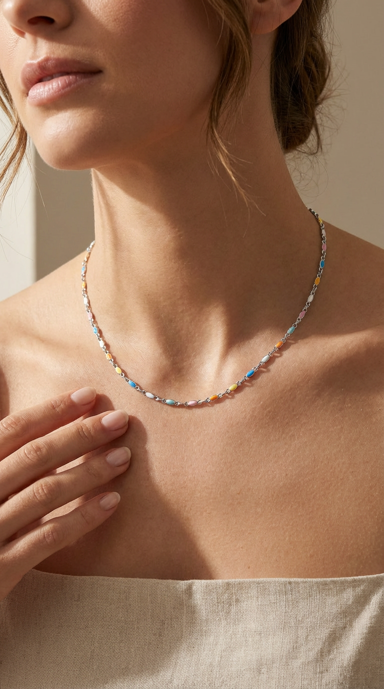 Solene Color Bead Choker Necklace