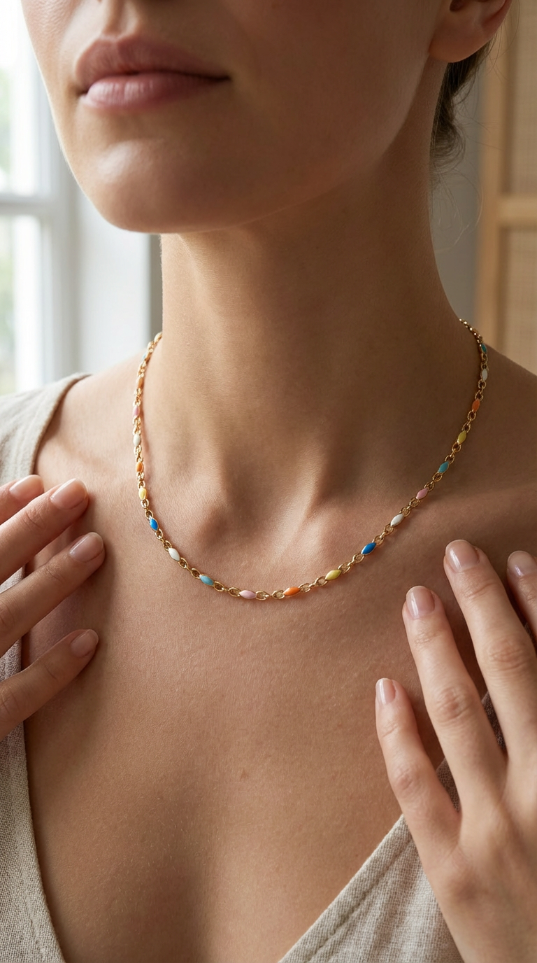 Solene Color Bead Choker Necklace
