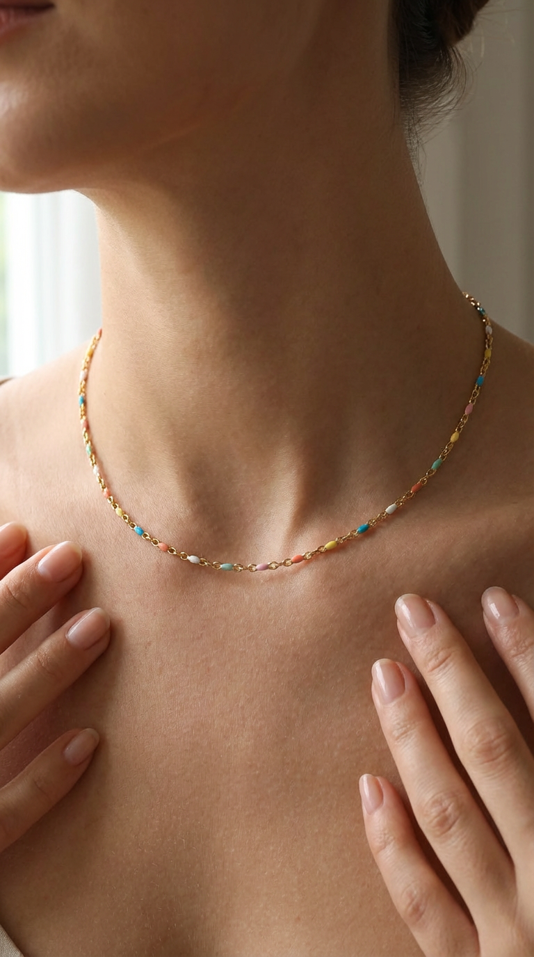 Solene Color Bead Choker Necklace