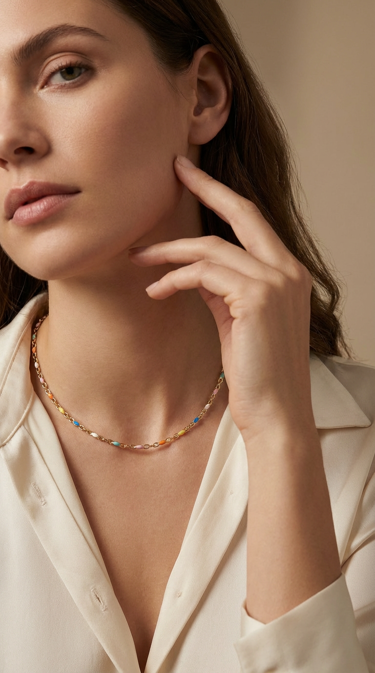 Solene Color Bead Choker Necklace