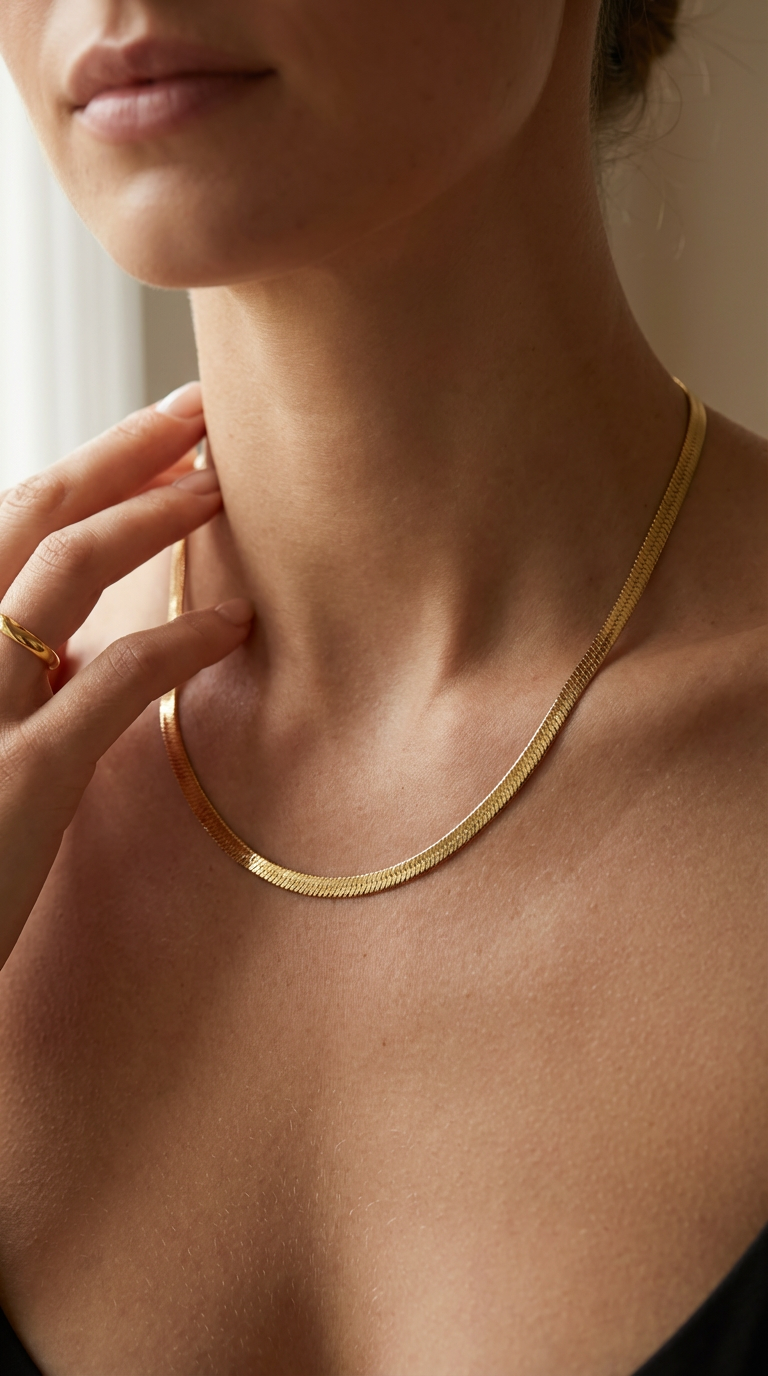 Serena Herringbone Chain Necklace