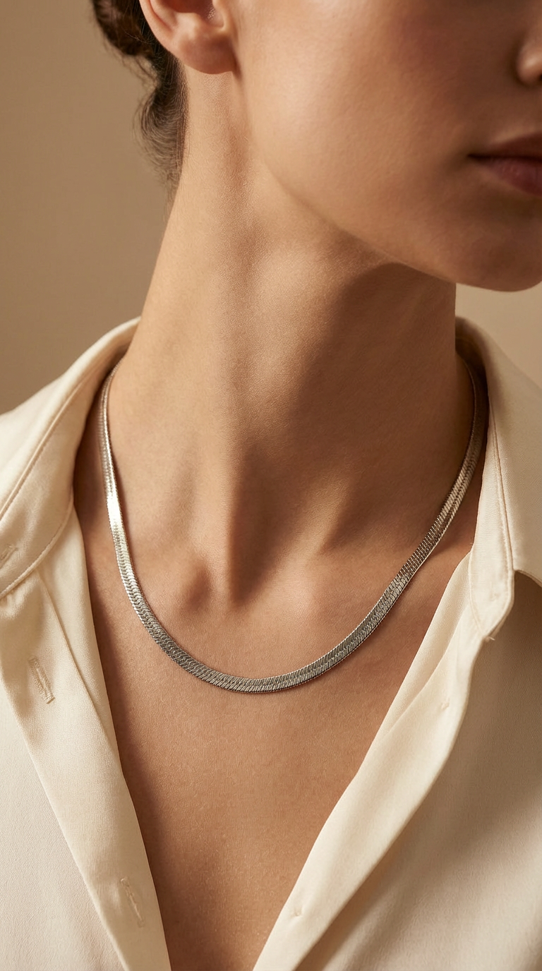Serena Herringbone Chain Necklace