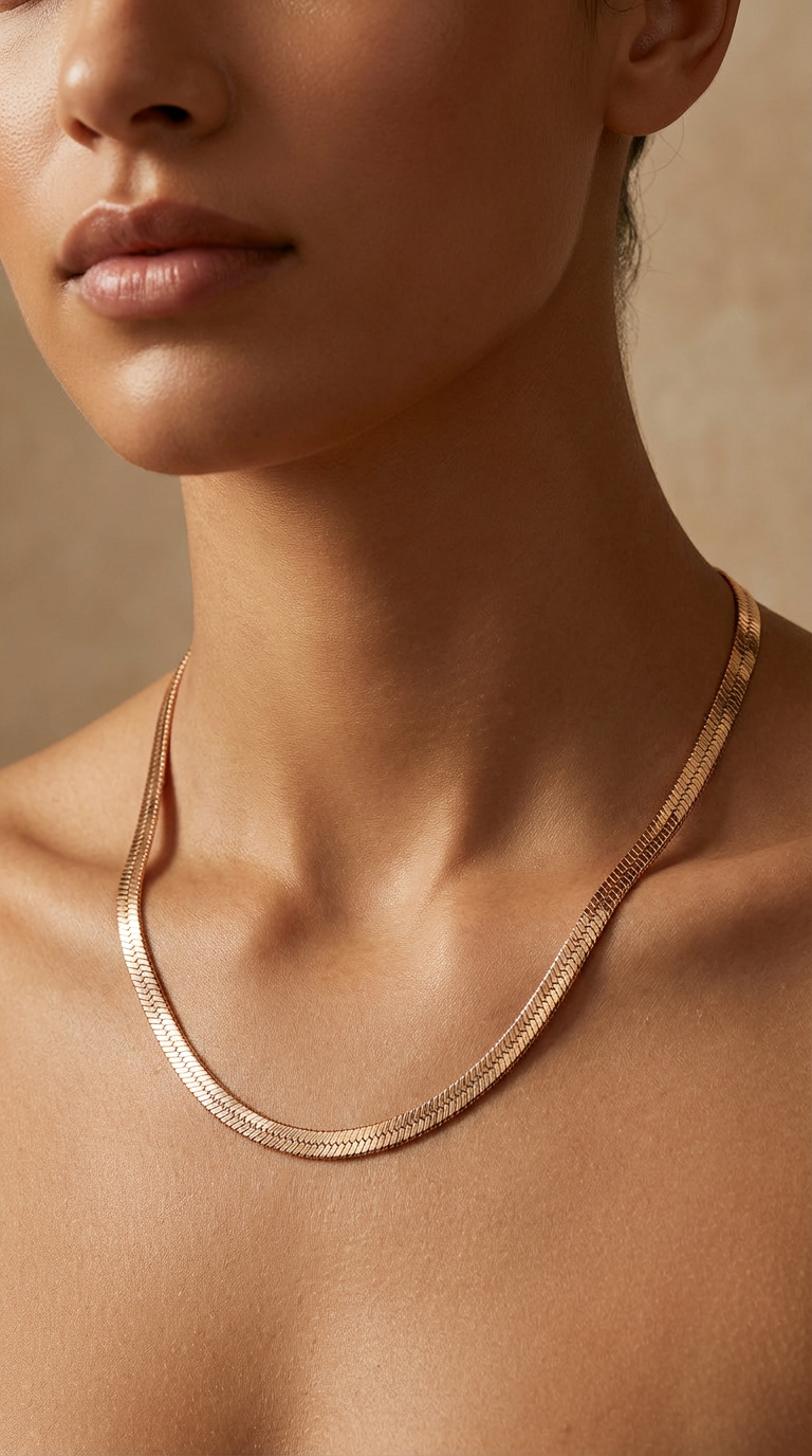 Serena Herringbone Chain Necklace