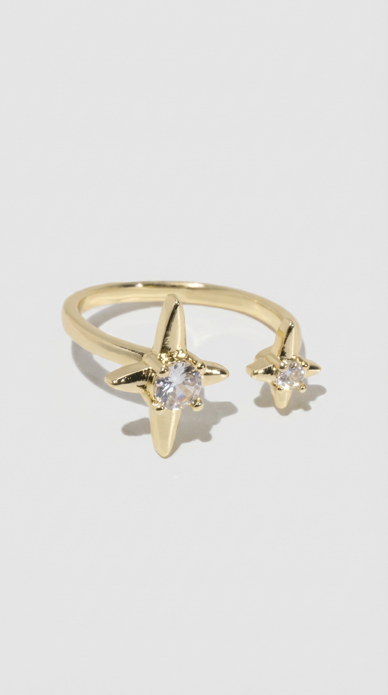 Nova Dual Star Crystal Ring