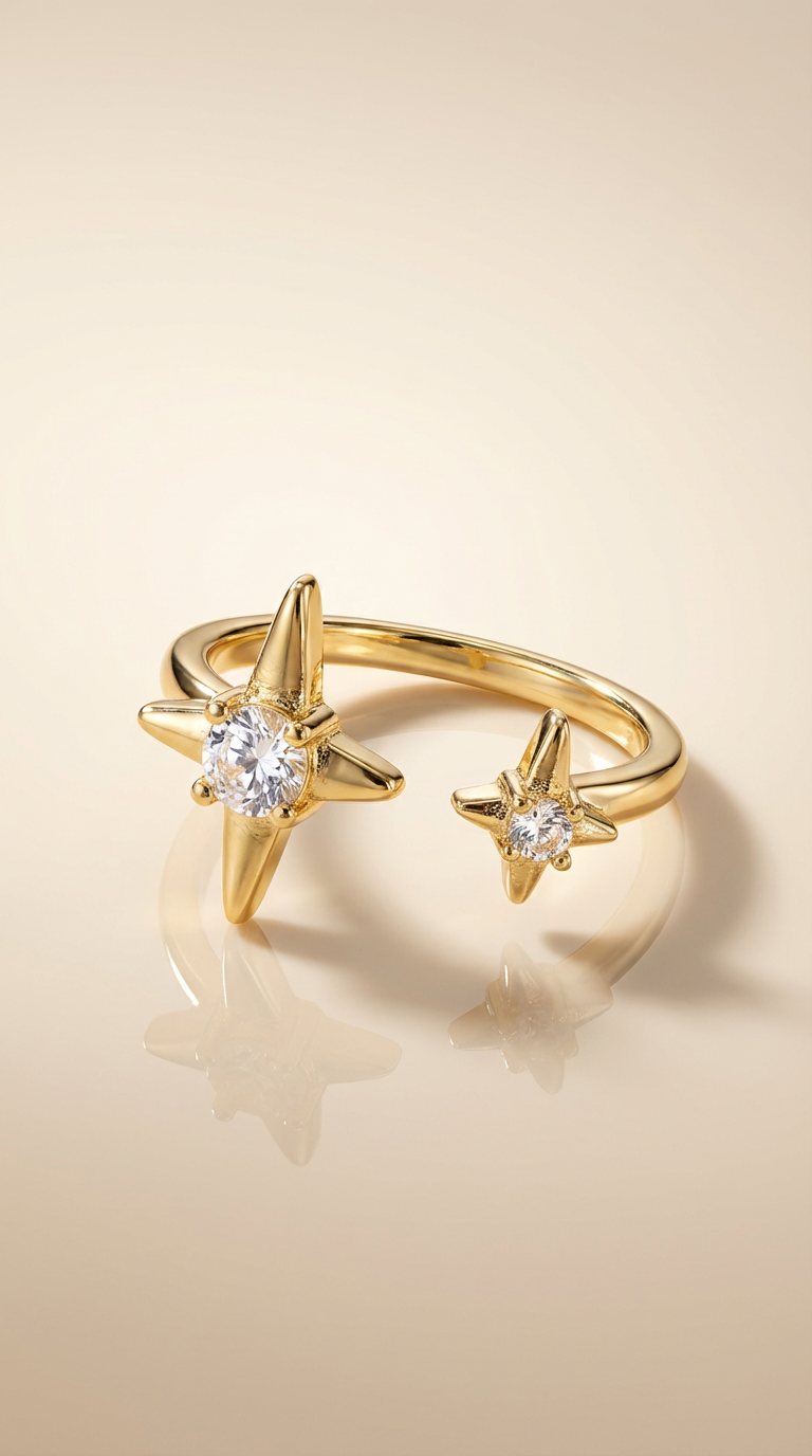 Nova Dual Star Crystal Ring