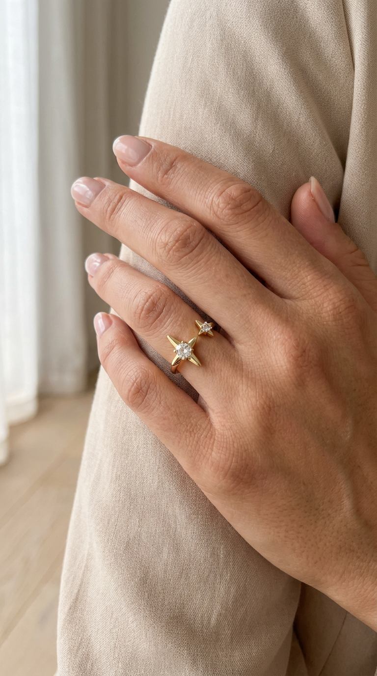 Nova Dual Star Crystal Ring