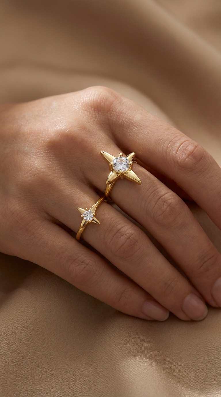 Nova Dual Star Crystal Ring