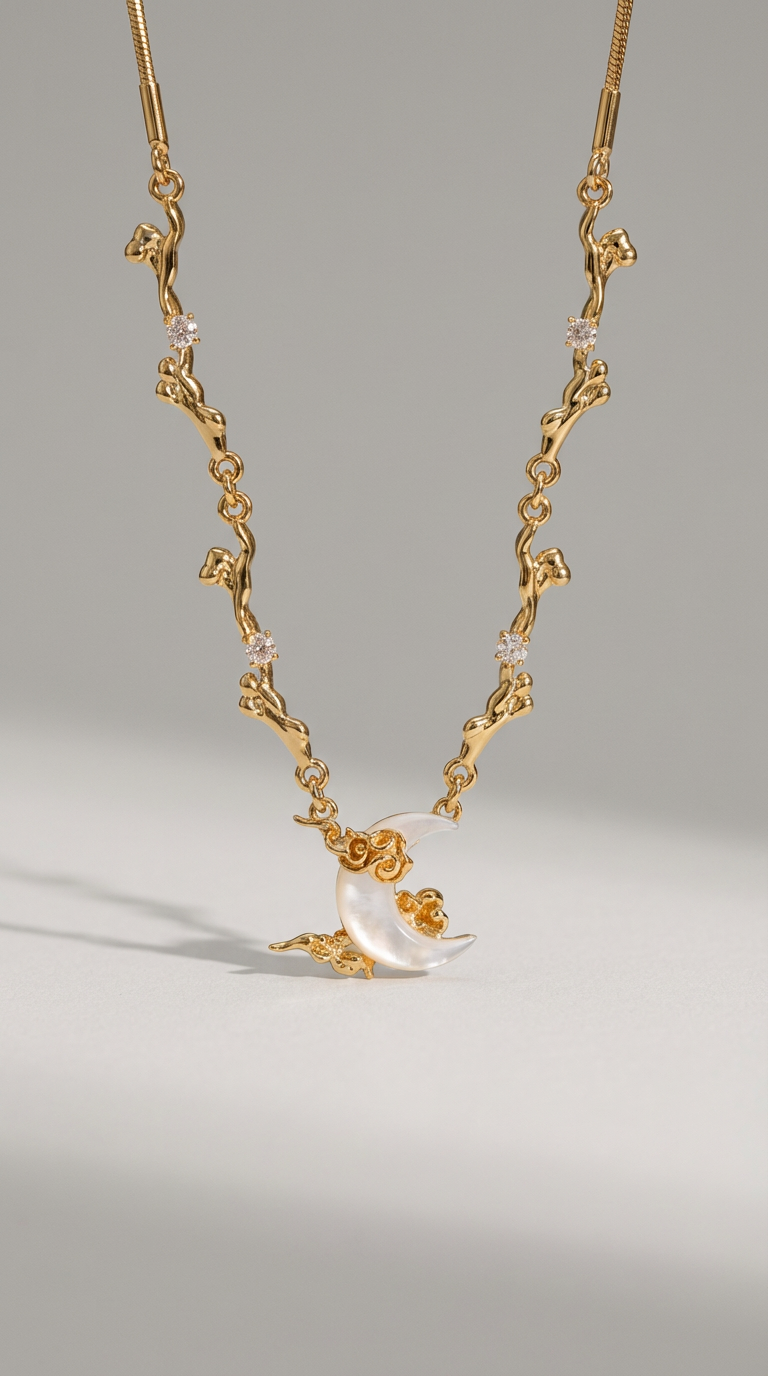 Selene Crescent Moon Charm Necklace