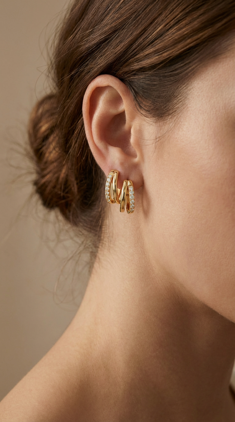 Valeria Crystal Huggie Hoop Earrings